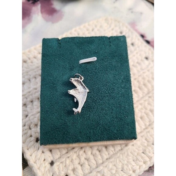 Dolphin Pendant Blue Enamel Double Dolphin Charm Ocean Animal Jewelry Gift - Picture 4 of 4